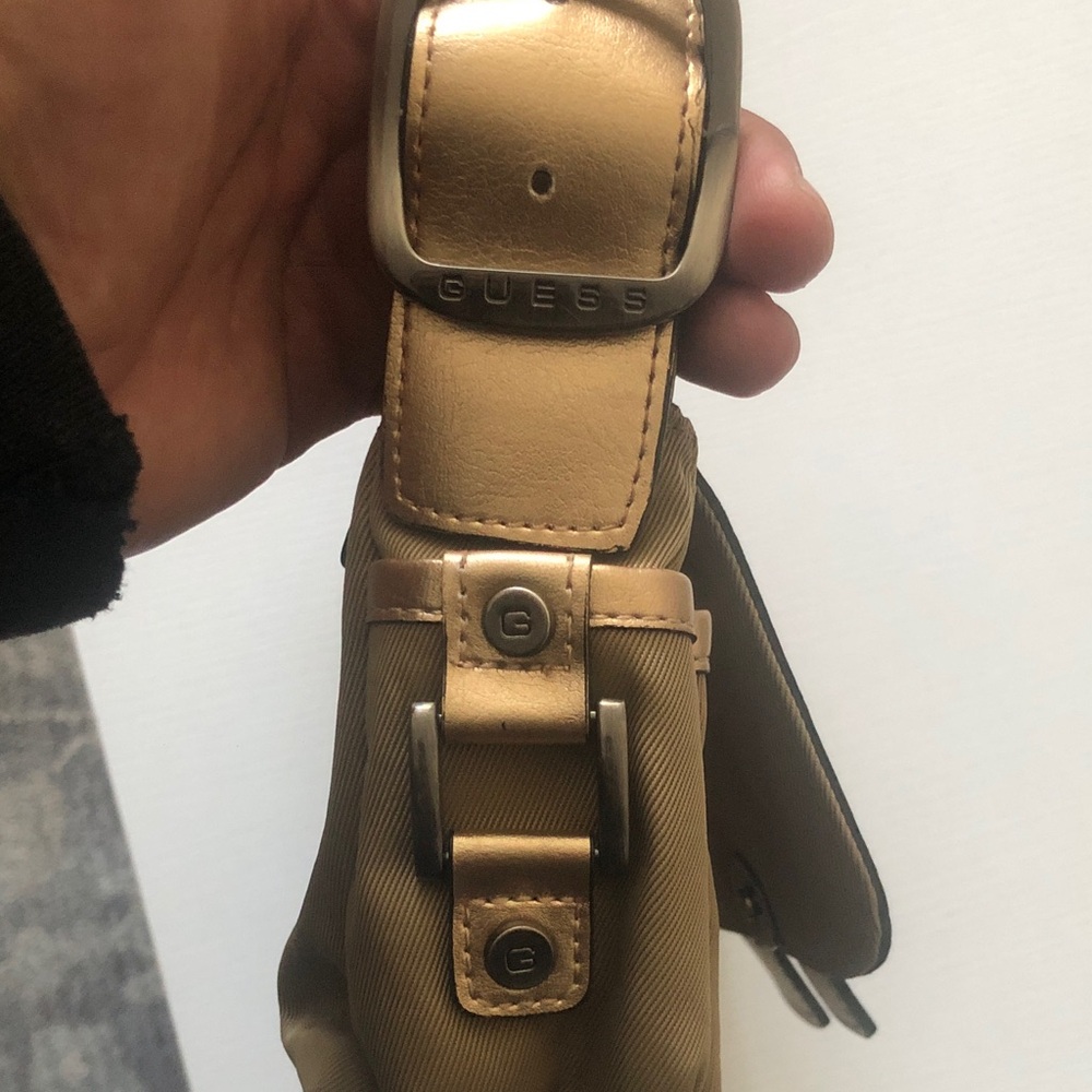Guess Metallic Gold Shoulder Bag with Buckle Accent - Picture 8 of 10